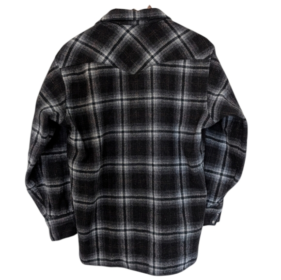 Pendleton Shacket Shirt Virgin Wool Plaid Forest 90s Indie Grunge Retro Women L - Picture 4 of 14